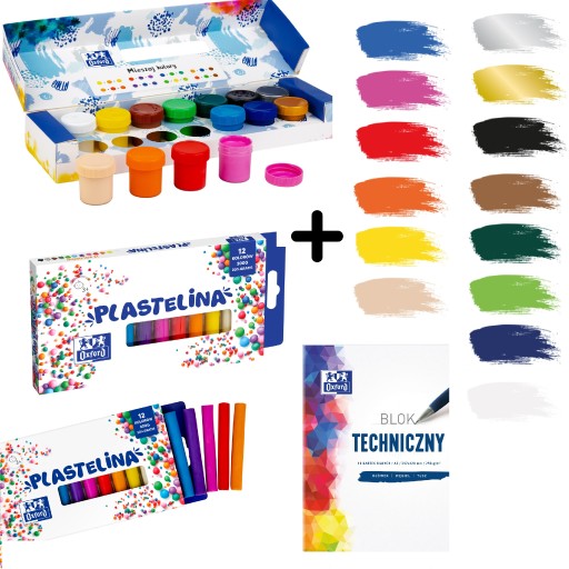 OXFORD FARBY PLAKATOWE 12KOL+ PLASTELINA + GRATIS