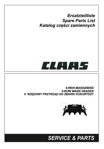 Claas 6 rzędowa przystawka do zbioru kukurydzy - katalog części PL