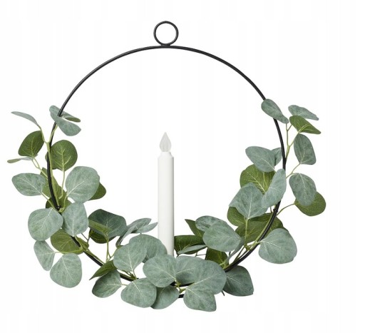 IKEA STRALA Uchwyt na świece LED na baterie sztuczne eukaliptus 36 cm
