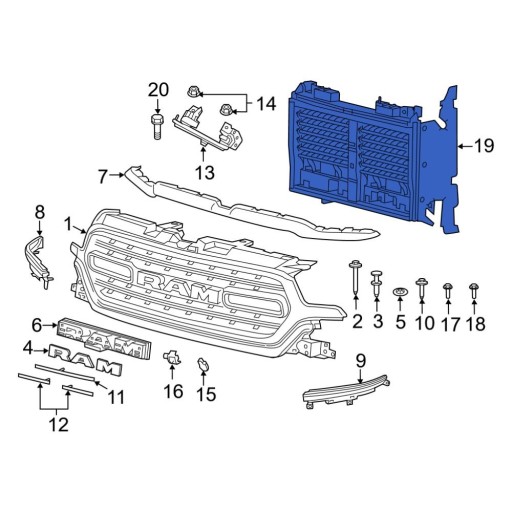 GRILL AKTYWNY ROLETA DODGE RAM