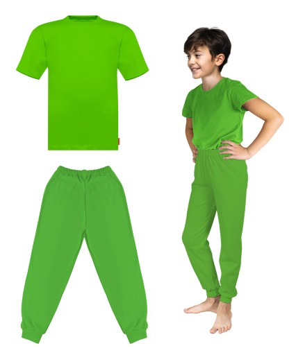 TSHIRT DZIECIĘCY SPODNIE DŁUGIE ZIELONE KOMPLET CHŁOPIEC DZIEWCZYNKA 122