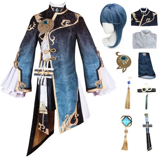 Genshin Impact Xingqiu Cosplay Kostium Peruka
