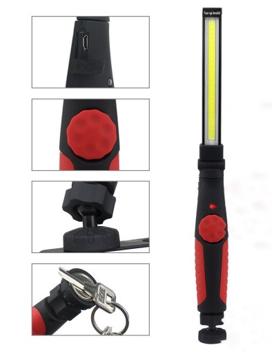 LATARKA LAMPA WARSZTATOWA COB LED MAGNES HAK USB