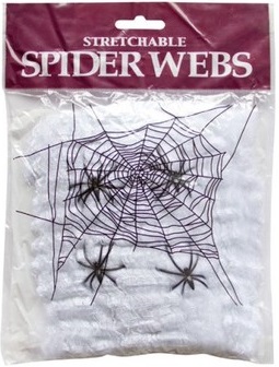 Sztuczna PAJĘCZYNA Halloween Biała + 2 PAJĄKI 60g
