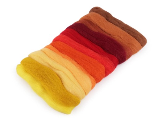 Wełna czesankowa merino do filcowania na sucho mix kolorów nr 6 - ogień 50g