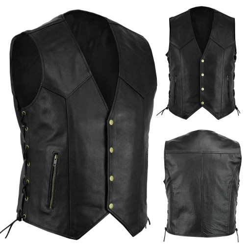 Men Fashion Leather Vest New Motorcycle Fleet Punk