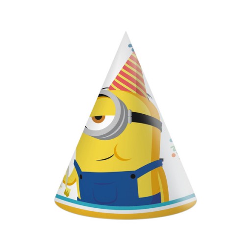 CZAPECZKI PAPIEROWE MINIONKI URODZINY 6 SZT.