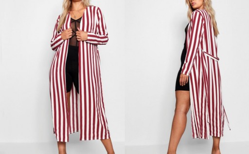 BOOHOO PLUS NARZUTKA W PASKI BORDO XXL B05