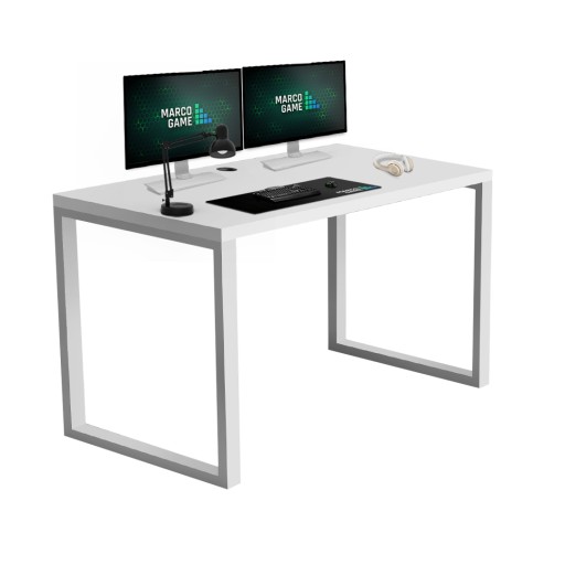 BIURKO Loft BIAŁE PŁYTA Drewno Metalowe NOGI 140CM