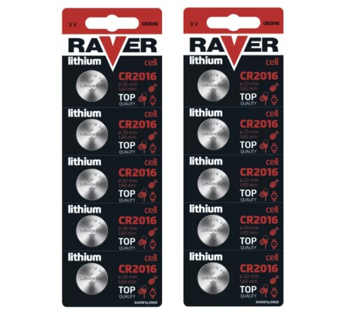 10x Bateria litowa RAVER EMOS CR2016 3V guzik 75mA