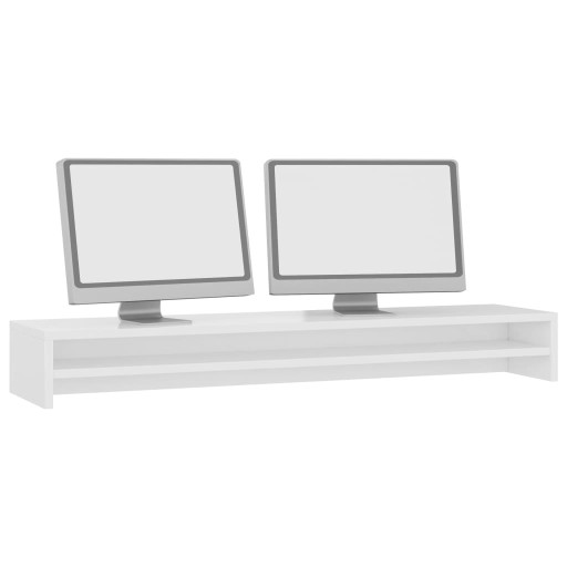 PODSTAWA PODSTAWKA PÓŁKA POD MONITOR POŁYSK BIAŁA PODWÓJNA NA 2 MONITORY