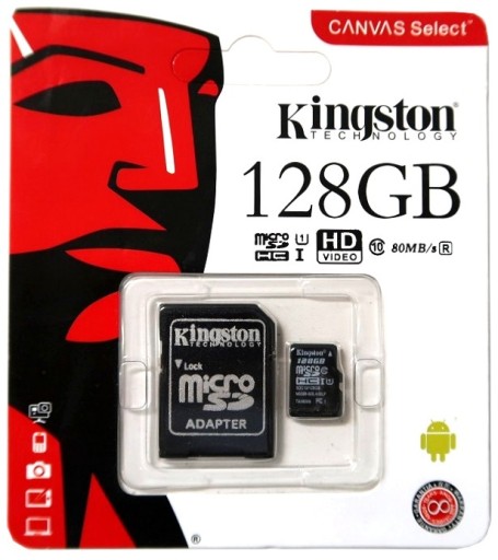 KINGSTON KARTA PAMIĘCI 128GB MICRO SD CLASS 10 BARDZO SZYBKA ORYGINAŁ