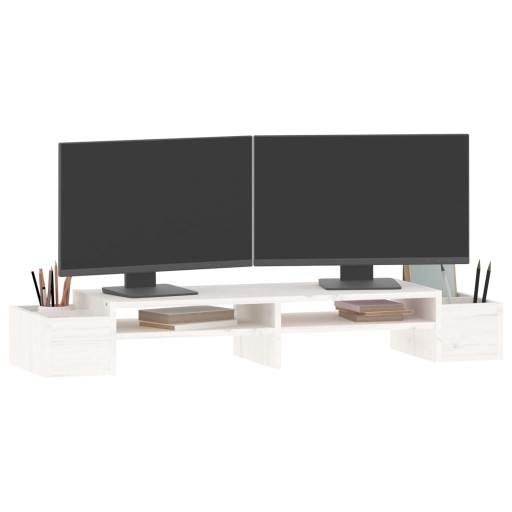 PODSTAWA PODSTAWKA PÓŁKA POD MONITOR BIAŁA PODWÓJNA NA 2 MONITORY