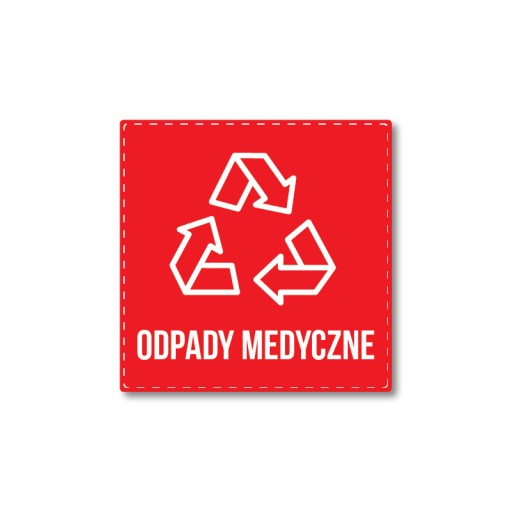 Naklejka recykling segregacja ODPADY MEDYCZNE 20cm