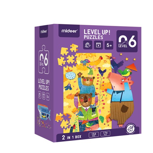 Mideer Puzzle progresywne 2w1 KOSMOS ZWIERZĘTA 5+