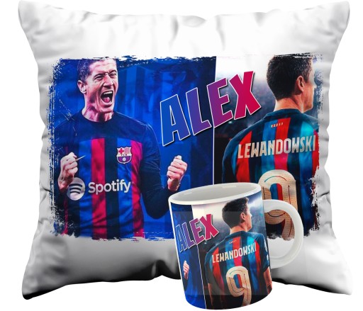 ZESTAW PODUSZKA KUBEK LEWANDOWSKI RL9 FC BARCA Y5