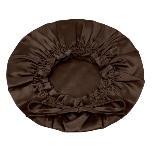 Jedwabny DWUSTRONNY Czepek na Włosy do Spania Turban DarkChoc