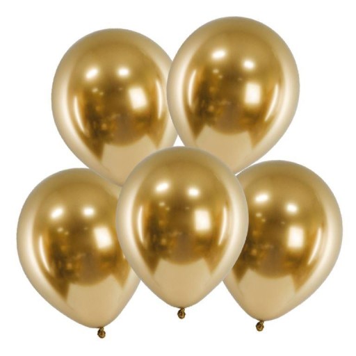 Balony Glossy złote 5 sztuk chromowane błyszczące