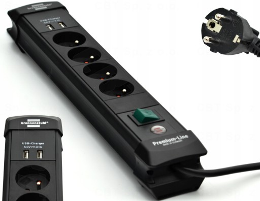 LISTWA ELEKTRYCZNA 4 GNIAZDOWA ŁADOWANIE USB 2 WEJŚCIA KABEL 1,8M WYŁĄCZNIK