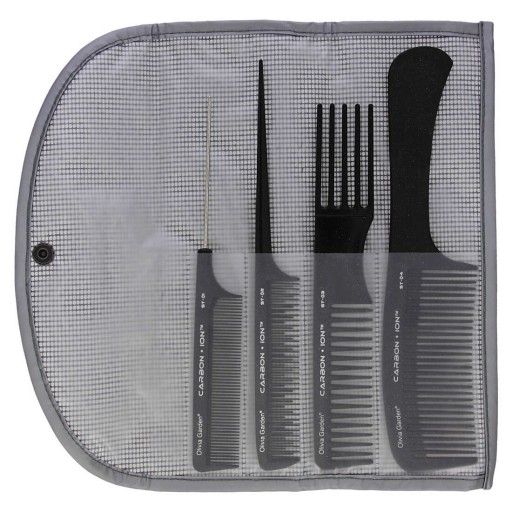 Olivia Garden Carbon+Ion Zestaw 4 grzebieni + etui