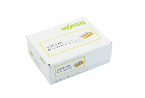 Szybkozłączka kablowa 5x2,5 2273-205 Wago 100szt