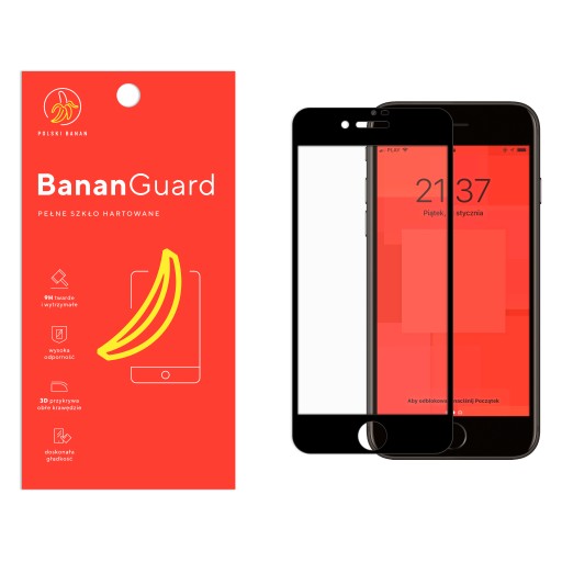 Szkło hartowane 5D BananGuard pełne do Apple iPhone 7, 8, SE 2020, SE 2022