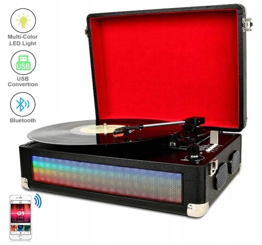 GRAMOFON DIGITNOW LED BLUETOOTH AUX RCA