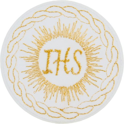 NASZYWKA HOSTIA KOMUNIA CHRZEST IHS HAFT 8 cm