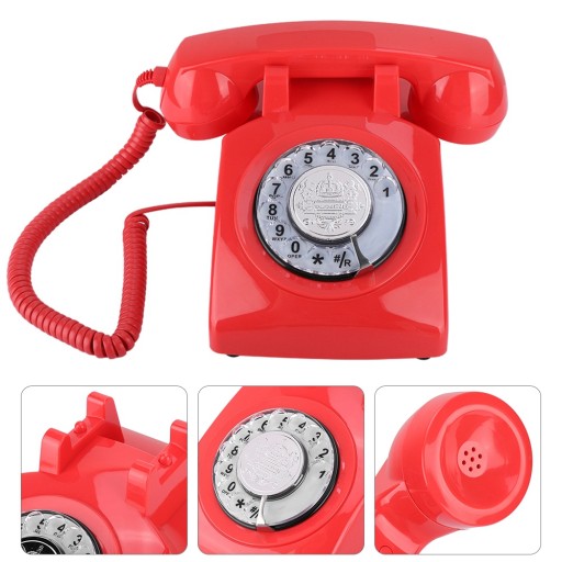 Telefon stacjonarny retro z tarczą obrotową