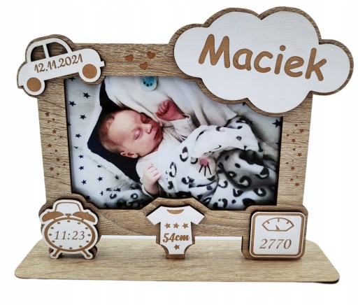 Ramka na zdjęcie, metryczka 3D, grawer dla dziecka
