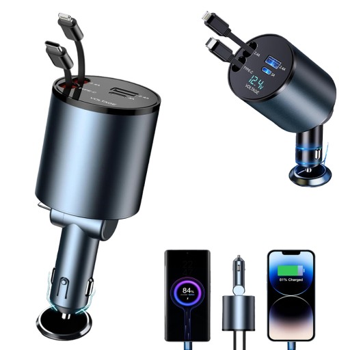 ŁADOWARKA SAMOCHODOWA USB TYP C USB A QC3.0 MOCNA DO GNIAZD ZAPALNICZKI