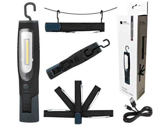 LENA Latarka LAMPKA warsztatowa AKUMULATOROWA CROP FUTURE LED 2x 4W PRO