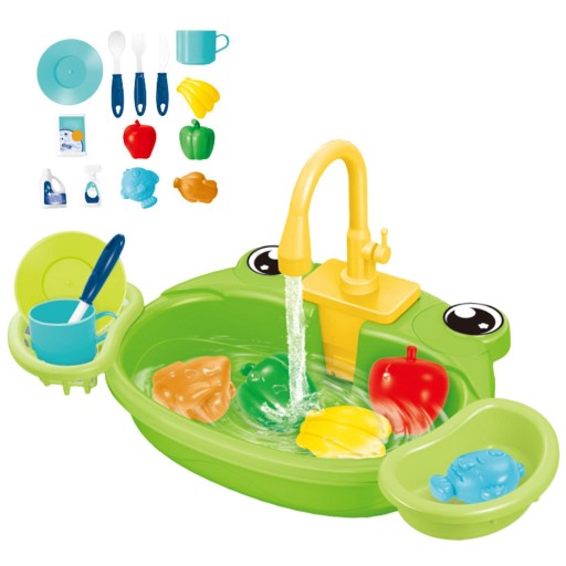 Kitchen Sink Toys with Running Water Green Frog