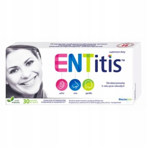 ENTITIS PASTYLKI O SMAKU MIĘTOWYM / 30 PASTYLEK / ODPORNOŚĆ /