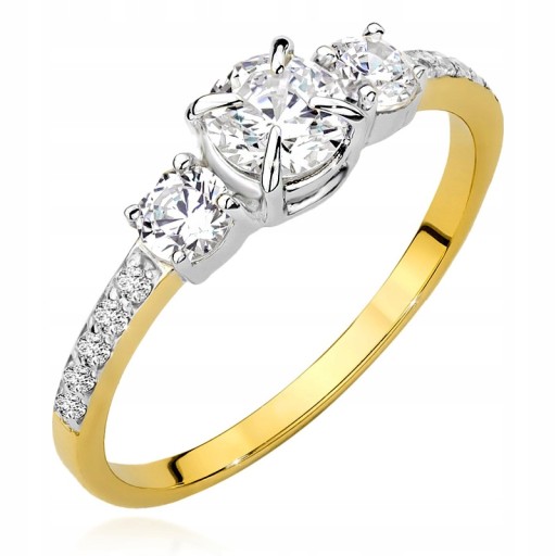 PIĘKNY ZŁOTY PIERŚCIONEK 585 Z BRYLANTAMI 0,89ct