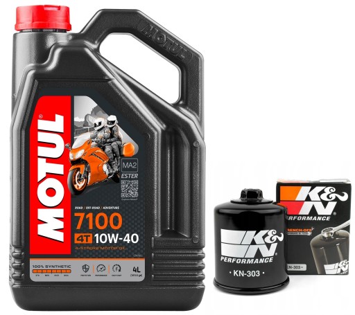 Olej MOTUL 7100 10W40 4L. + Filtr KN-303, Kawasaki VN900, 06-23r.