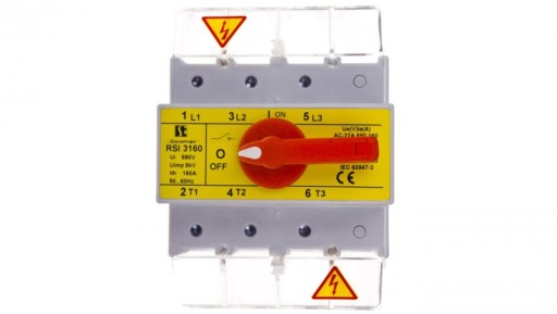 Rozłącznik izolacyjny 3P 160A z pokretłem na rozłączniku RSI-3160W03