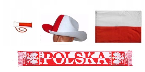 Zestaw Polska kibica reprezentacji szalik kapelusz