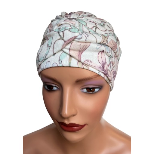 Turban damski Sara 419 czapka wiosenna delikatna także po chemioterapii