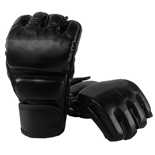 RĘKAWICE DO MMA PÓŁ PALCA SZKOLENIE SANDA CZARN