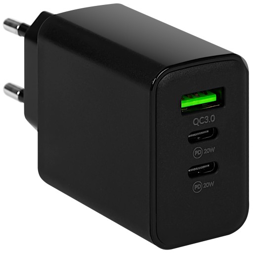 ŁADOWARKA SIECIOWA 2X USB-C/USB-A QC 3.0 PD 40W