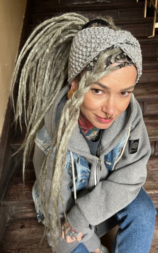 boho opaska dready,warkoczyki,dredloki szara