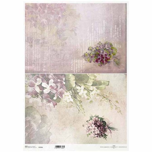 PAPIER RYŻOWY do decoupage A3 ITD-1018L kwiaty, fiołki