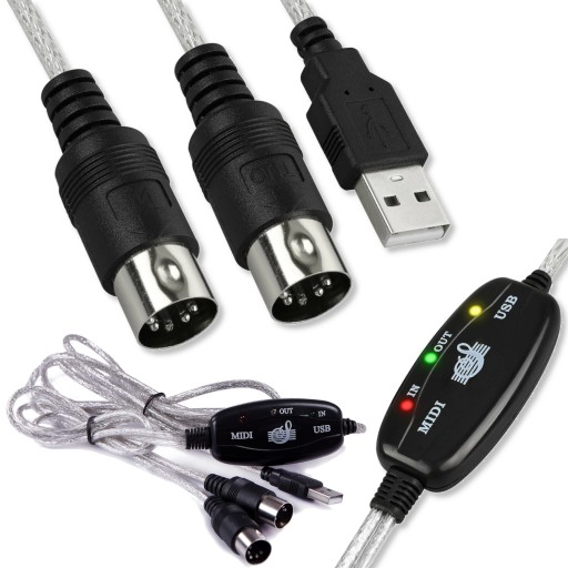 MIDI IN - MIDI OUT USB Adapter 5 DIN INTERFEJS