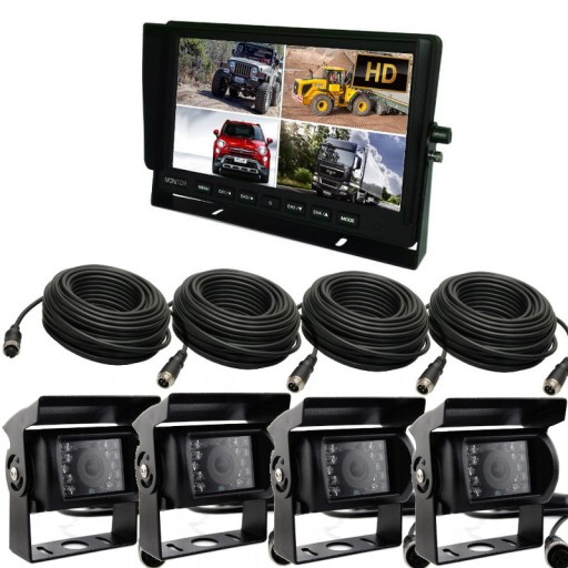 Zestaw Monitor 10'' AHD 4 x kamera 720P QUAD KABLE