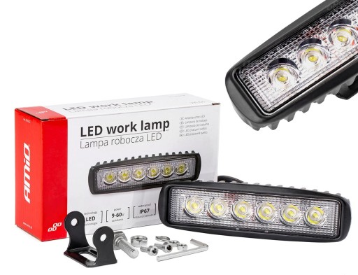 Lampa robocza 6 LED 18W 12V 24V halogen szperacz
