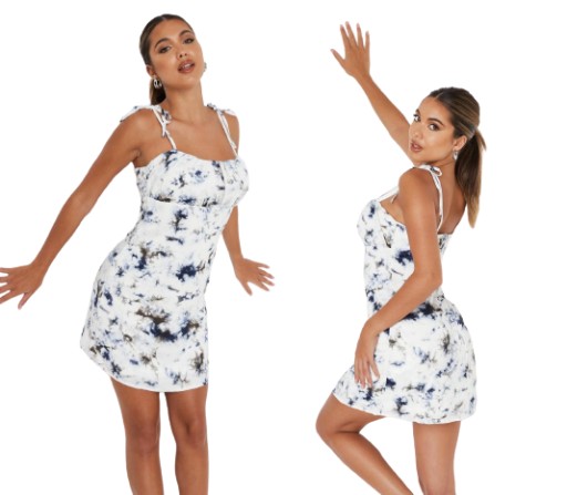 MISSGUIDED BIAŁA SUKIENKA WZÓR RAMIĄCZKA (34)