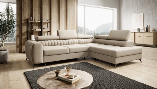 Narożnik CHANEL 270 cm regulowane zagłówki funkcja spania welur