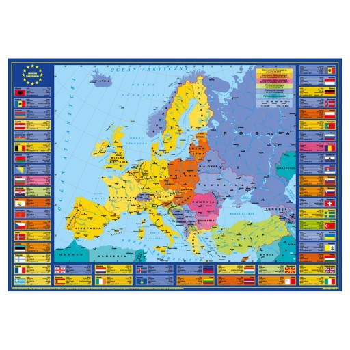 DERFORM PODKŁADKA na BIURKO kartonowa OKLEJANA mapa EUROPY 340 x 490 mm