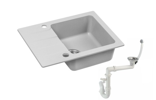 MODERNO ZLEW GRANITOWY BARI SZARY 58x43 + SYFON